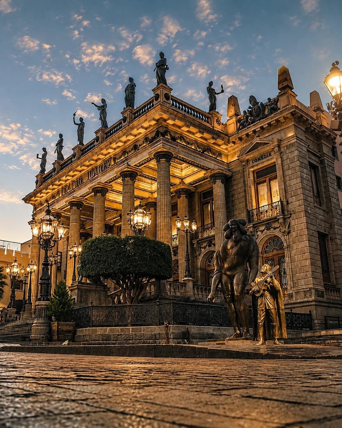 Teatro Juárez y calle histórica de Guanajuato para estrategia de reserva directa
